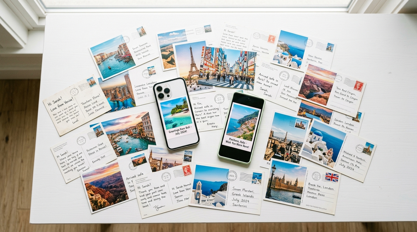 Cartes postales physiques et virtuelles